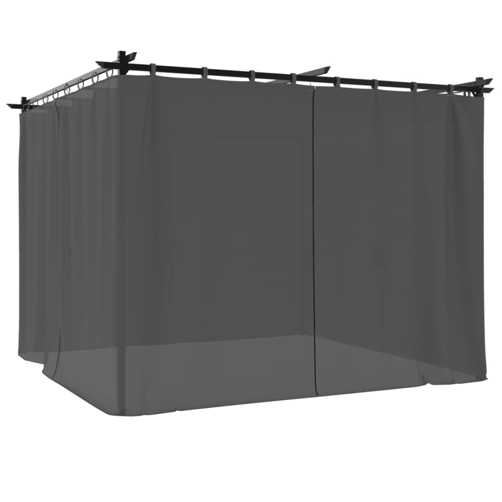 Prieel Met Gordijnen Staal Kleurig 3 x 3 m