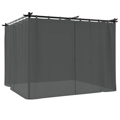 Prieel Met Gordijnen Staal Kleurig 3 x 3 m
