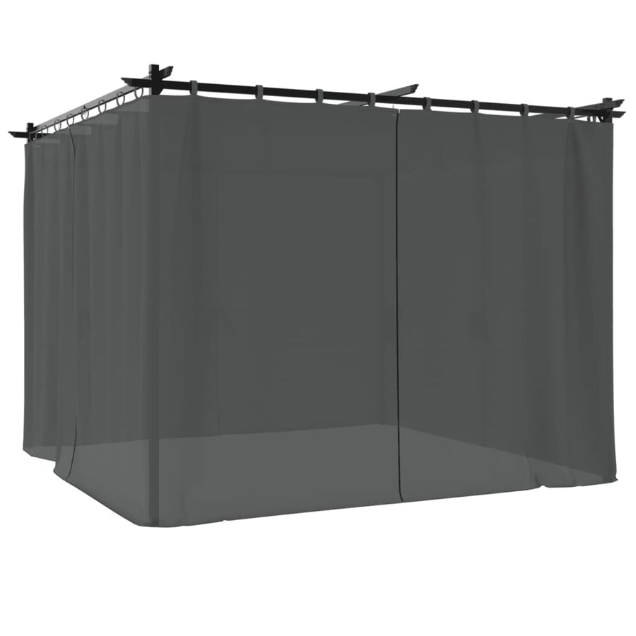 Prieel Met Gordijnen Staal Kleurig 3 x 3 m
