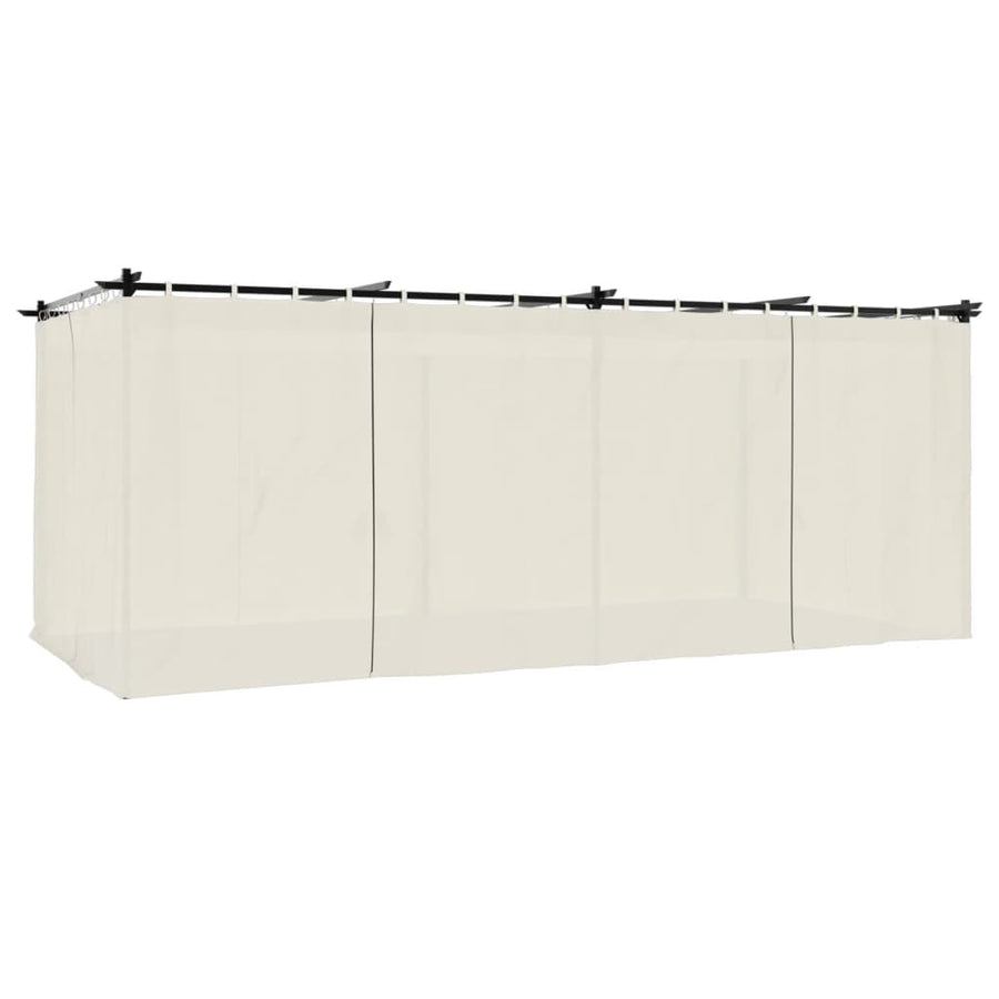 Prieel met gordijnen 6x3 m staal crèmekleurig