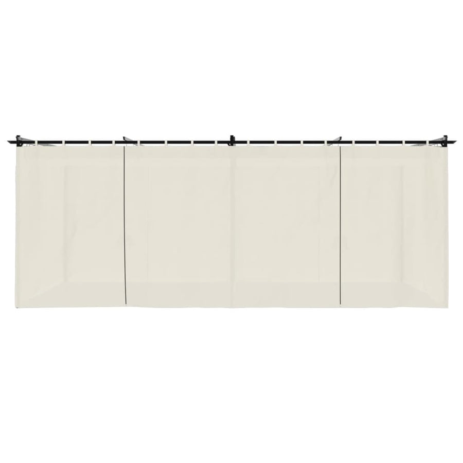 Prieel met gordijnen 6x3 m staal crèmekleurig