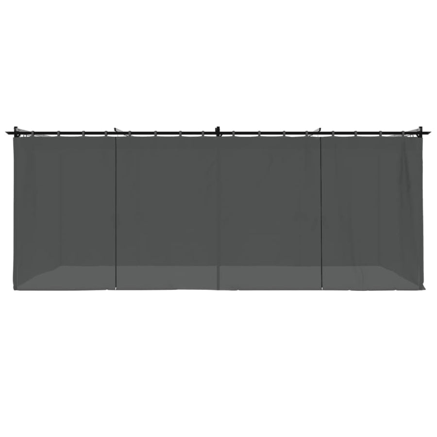 Prieel met gordijnen 6x3 m staal antracietkleurig