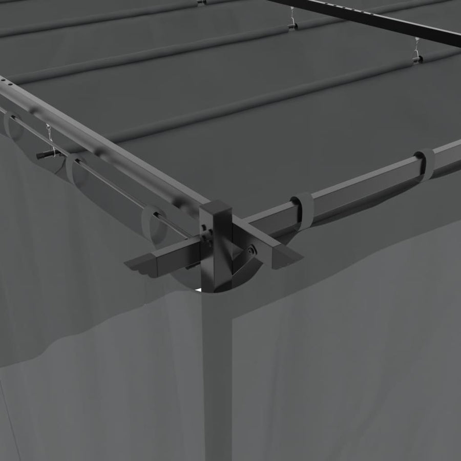 Prieel met gordijnen 6x3 m staal antracietkleurig