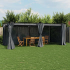 Gazebo with curtains 6x3 m steel anthracite