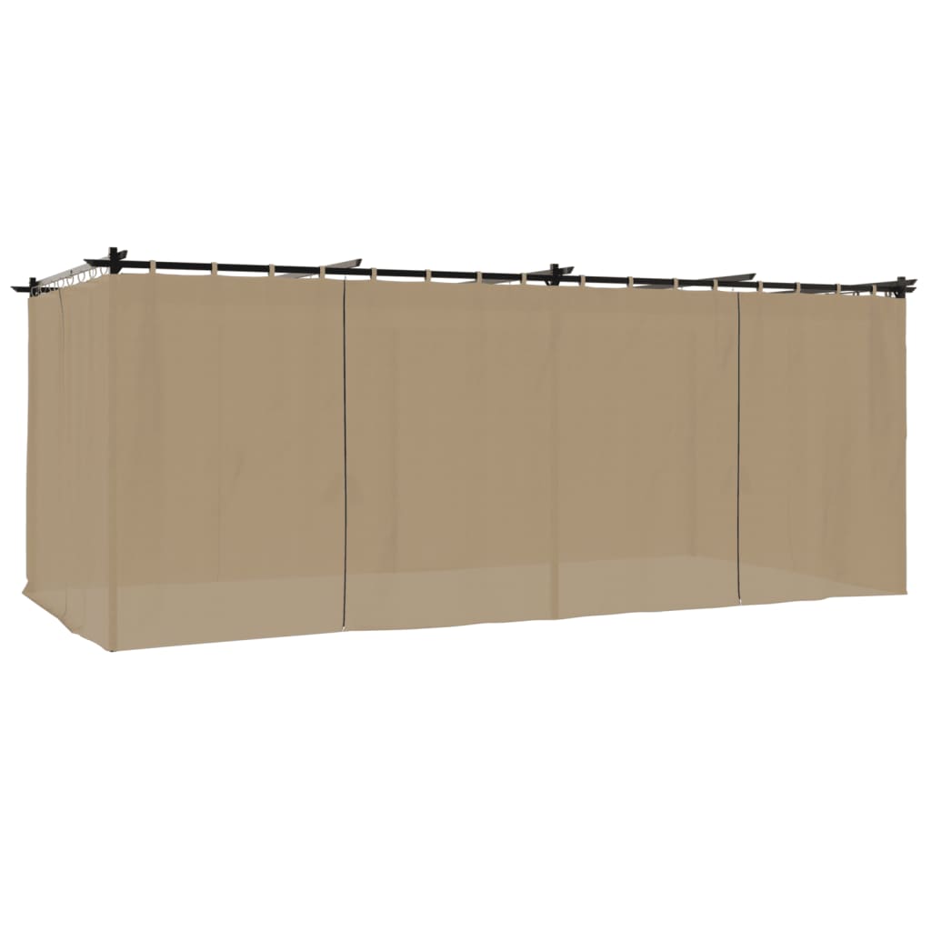 Prieel met gordijnen 6x3 m staal taupe