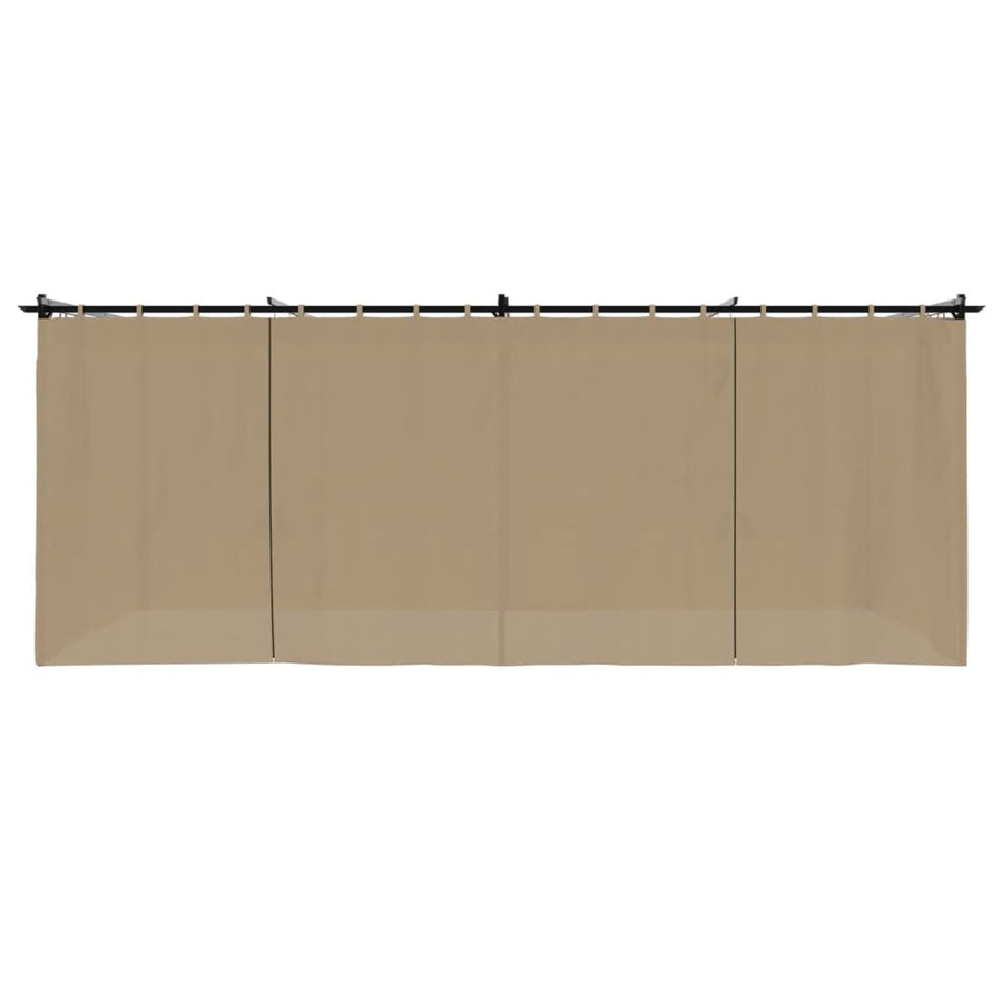 Prieel met gordijnen 6x3 m staal taupe