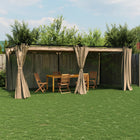 Gazebo with curtains 6x3 m steel taupe
