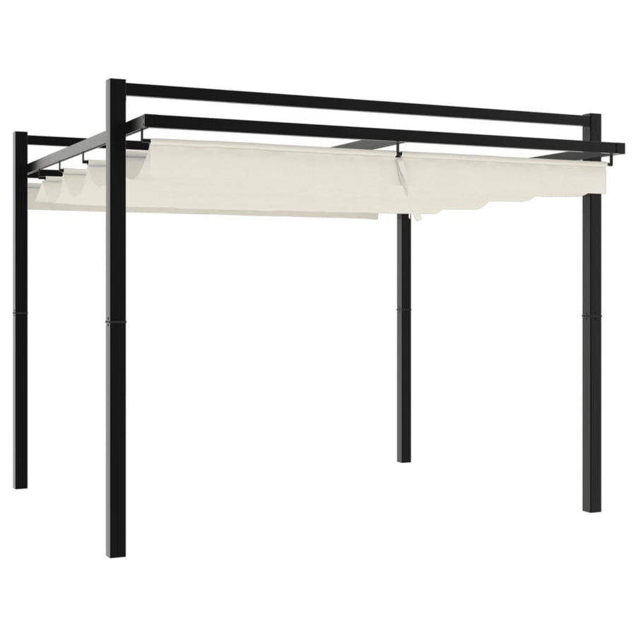 Prieel met uittrekbaar dak 3x3 m aluminium crèmekleurig