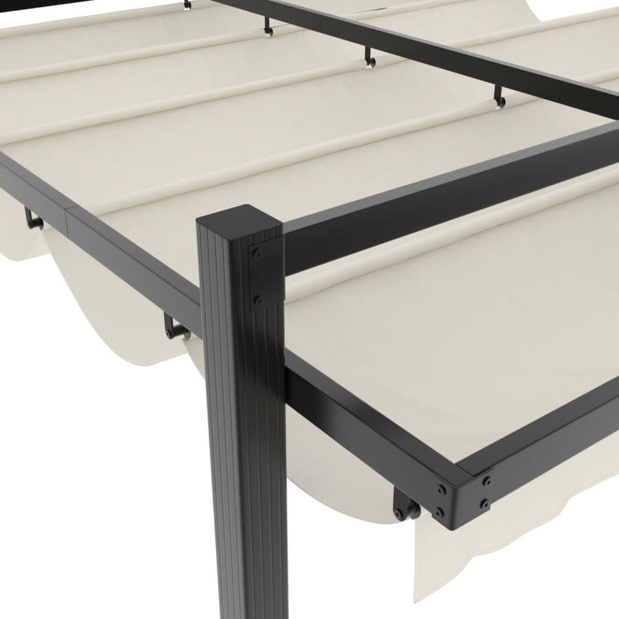 Prieel met uittrekbaar dak 3x3 m aluminium crèmekleurig