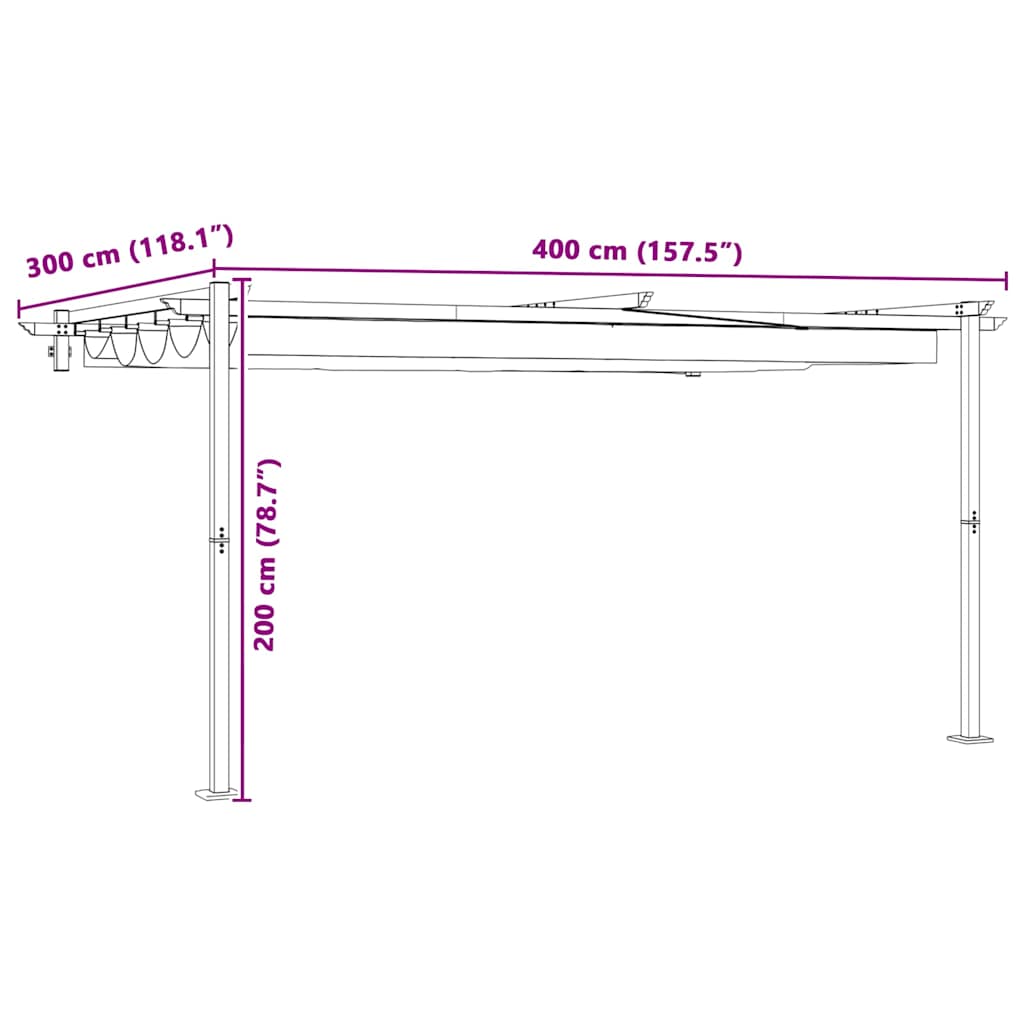 Paviljoen 400 x 300 x 200 cm Antraciet Polyester