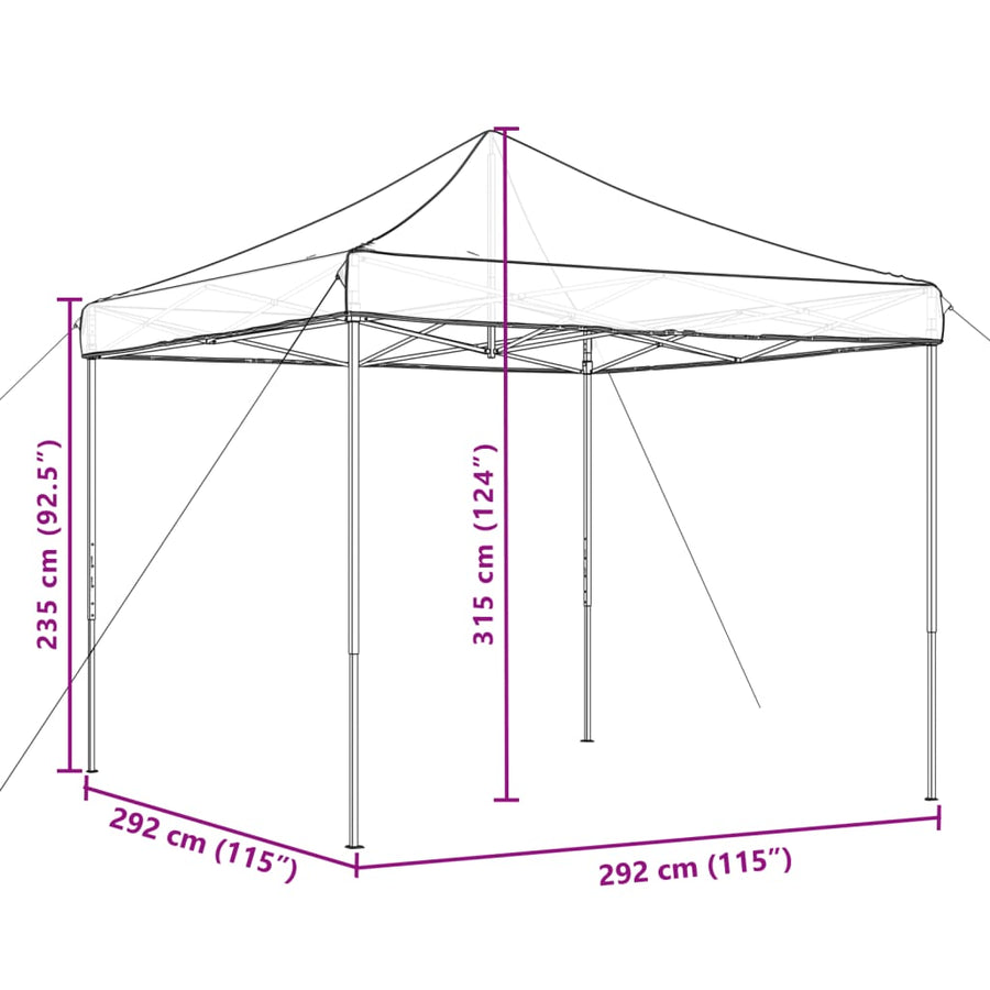 Partytent inklapbaar pop-up 292x292x315 cm zwart