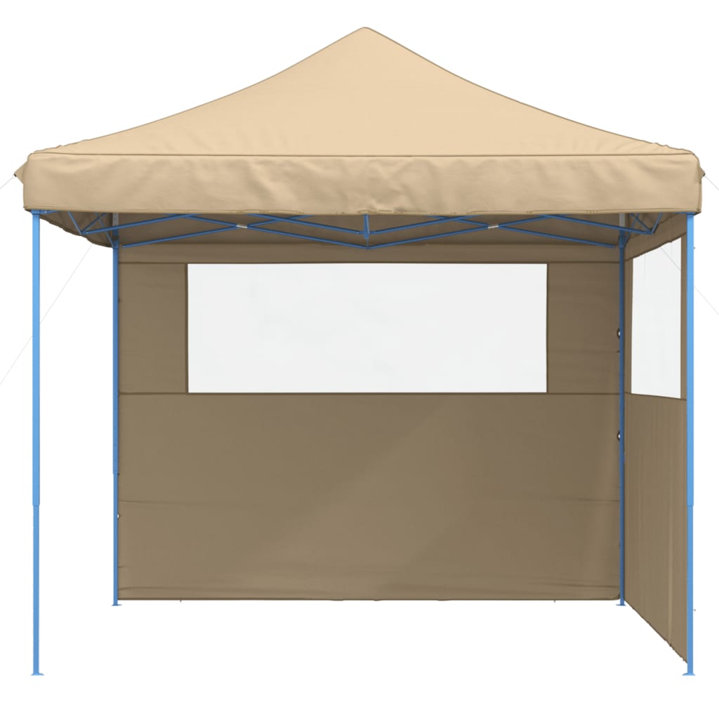 Partytent inklapbaar pop-up met 2 zijwanden beige
