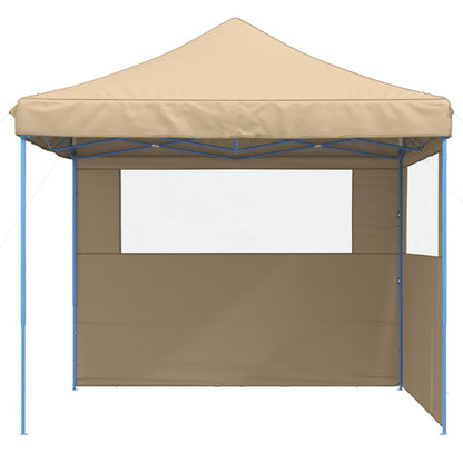 Partytent inklapbaar pop-up met 2 zijwanden beige