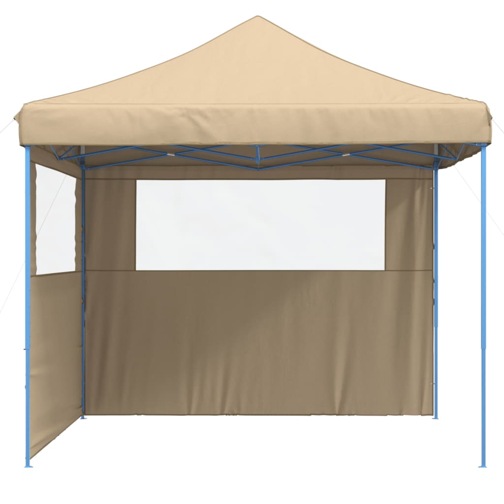 Partytent inklapbaar pop-up met 2 zijwanden beige
