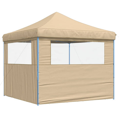 Partytent inklapbaar pop-up met 2 zijwanden beige