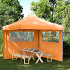 Pop-up folding party tent with 2 side walls orange