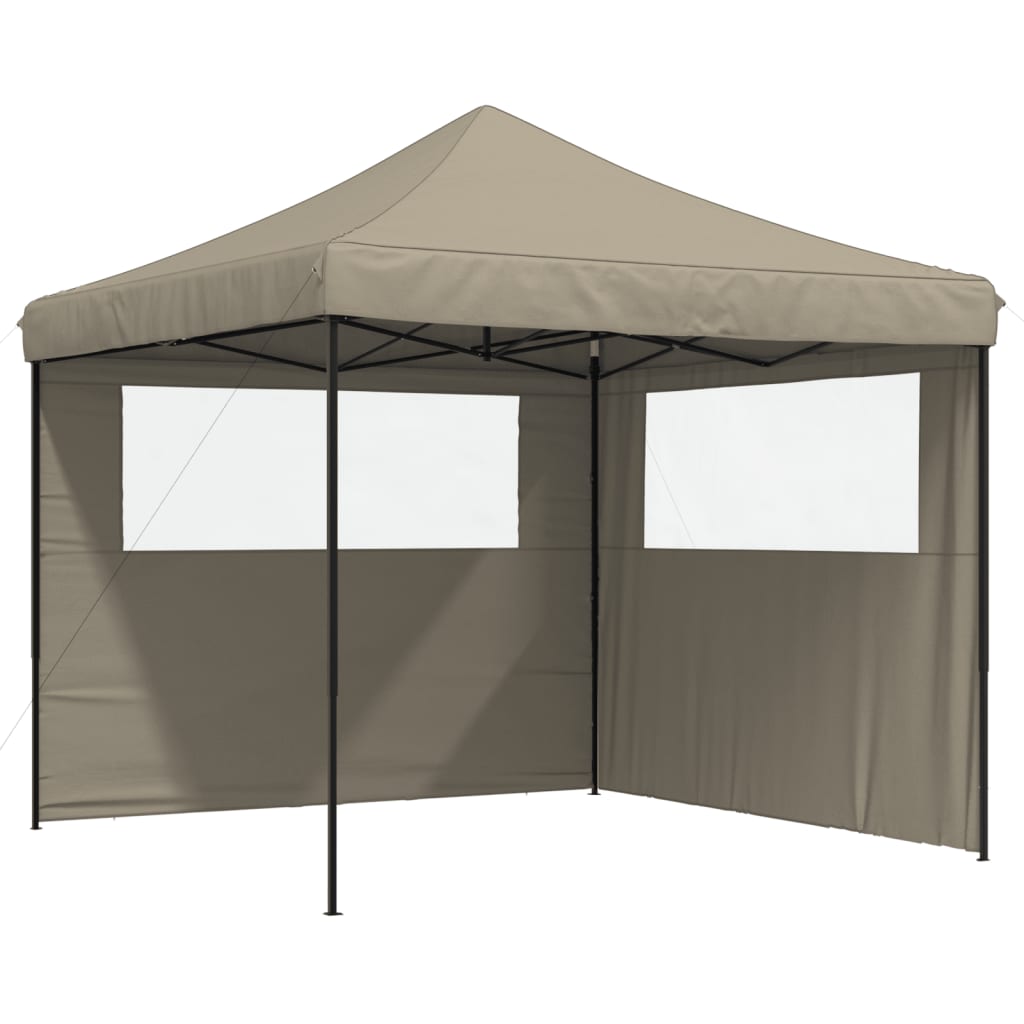 Partytent Inklapbaar Pop-Up Taupe taupe (black frame) met 2 zijwanden