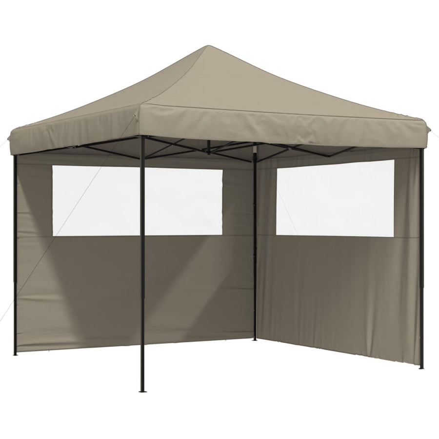 Partytent Inklapbaar Pop-Up Taupe taupe (black frame) met 2 zijwanden