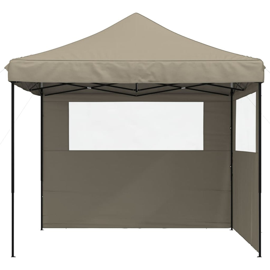 Partytent Inklapbaar Pop-Up Taupe taupe (black frame) met 2 zijwanden