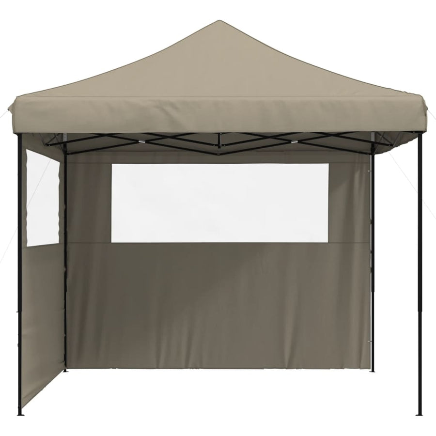 Partytent Inklapbaar Pop-Up Taupe taupe (black frame) met 2 zijwanden