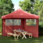 Folding pop-up party tent with 2 side walls burgundy