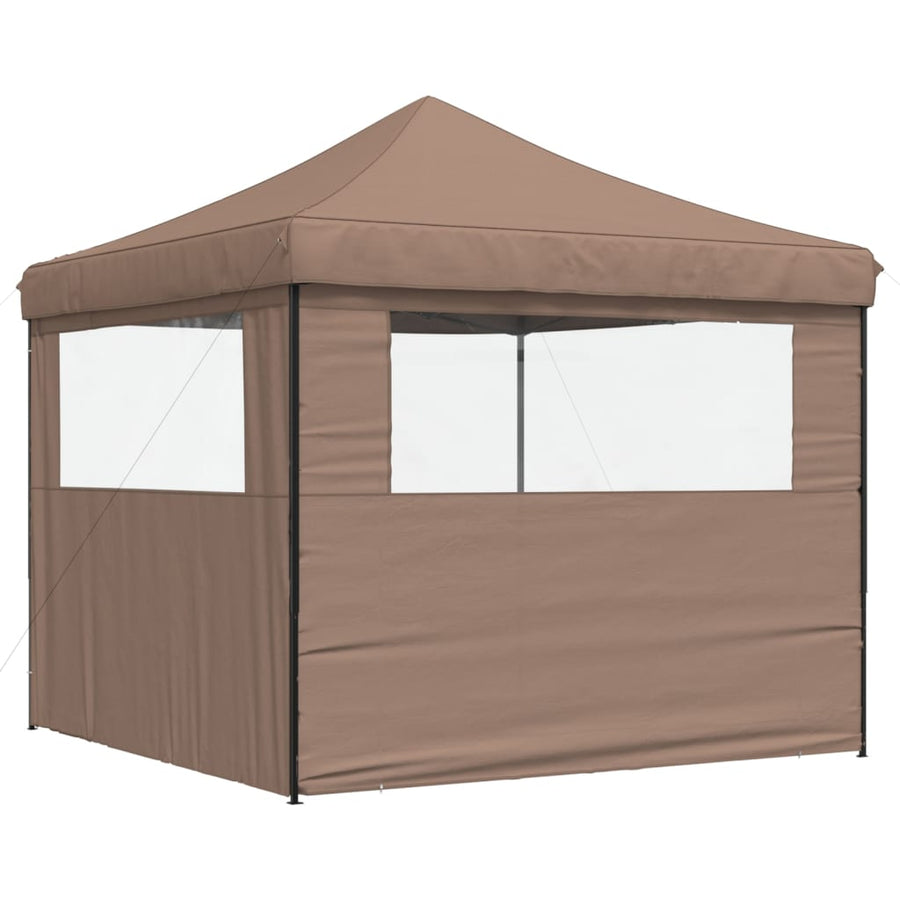 Partytent inklapbaar pop-up met 2 zijwanden bruin