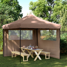 Partytent inklapbaar pop-up met 2 zijwanden bruin