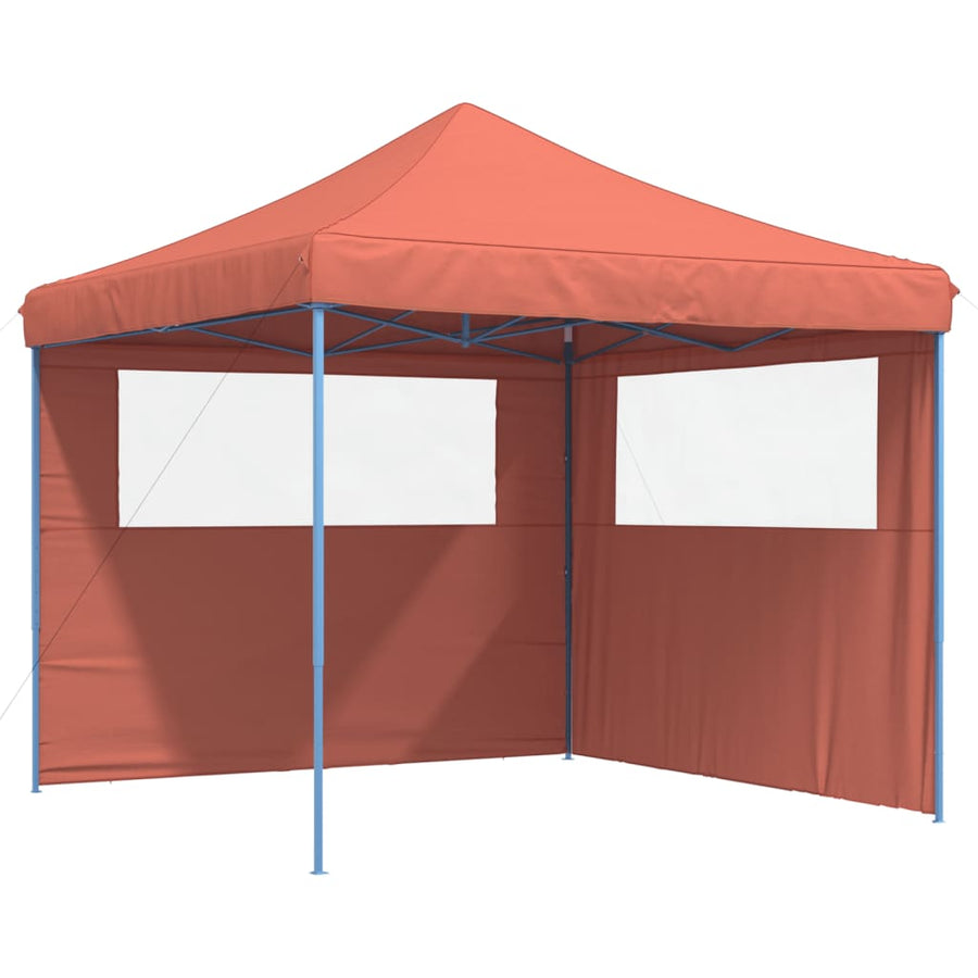 Partytent inklapbaar pop-up met 2 zijwanden terracottakleurig