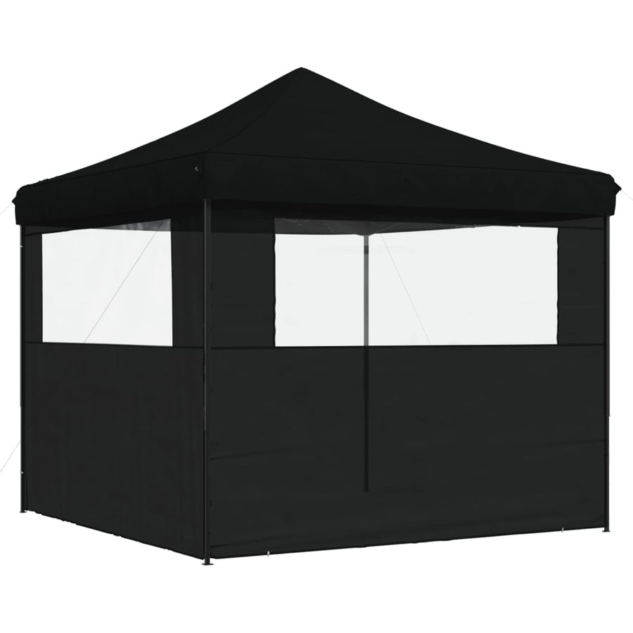 Partytent inklapbaar pop-up met 2 zijwanden zwart