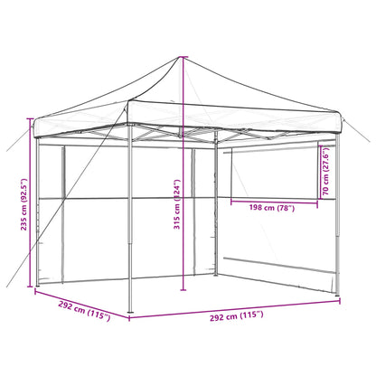 Partytent inklapbaar pop-up met 2 zijwanden zwart