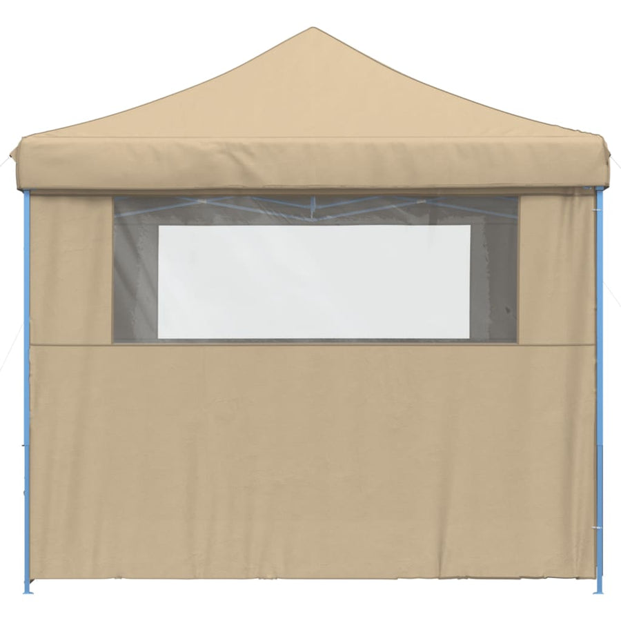 Partytent inklapbaar pop-up met 4 zijwanden beige