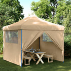 Foldable pop-up party tent with 4 side walls beige