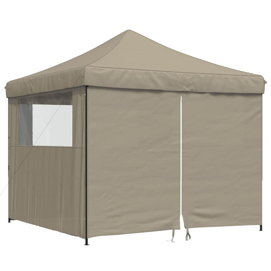 Partytent Inklapbaar Pop-Up Taupe taupe (black frame) met 4 zijwanden