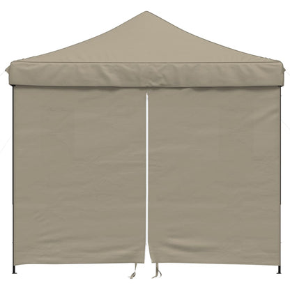 Partytent Inklapbaar Pop-Up Taupe taupe (black frame) met 4 zijwanden