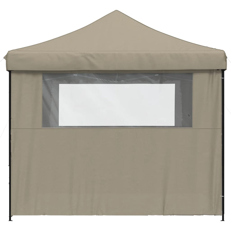 Partytent Inklapbaar Pop-Up Taupe taupe (black frame) met 4 zijwanden