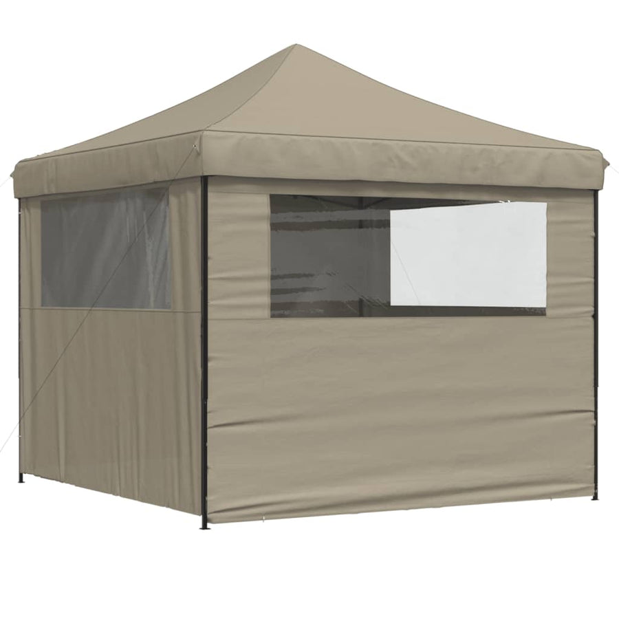 Partytent Inklapbaar Pop-Up Taupe taupe (black frame) met 4 zijwanden