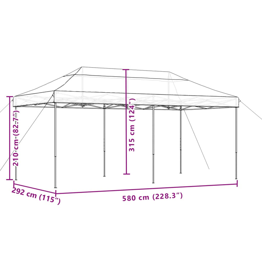 Partytent inklapbaar pop-up 580x292x315 cm oranje