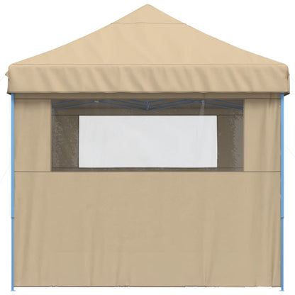 Partytent inklapbaar pop-up met 3 zijwanden beige