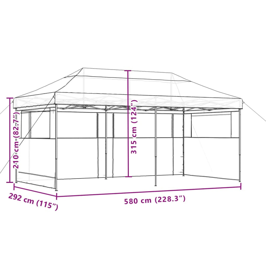 Partytent inklapbaar pop-up met 3 zijwanden groen