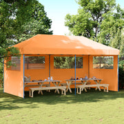 Pop-up folding party tent with 3 side walls orange