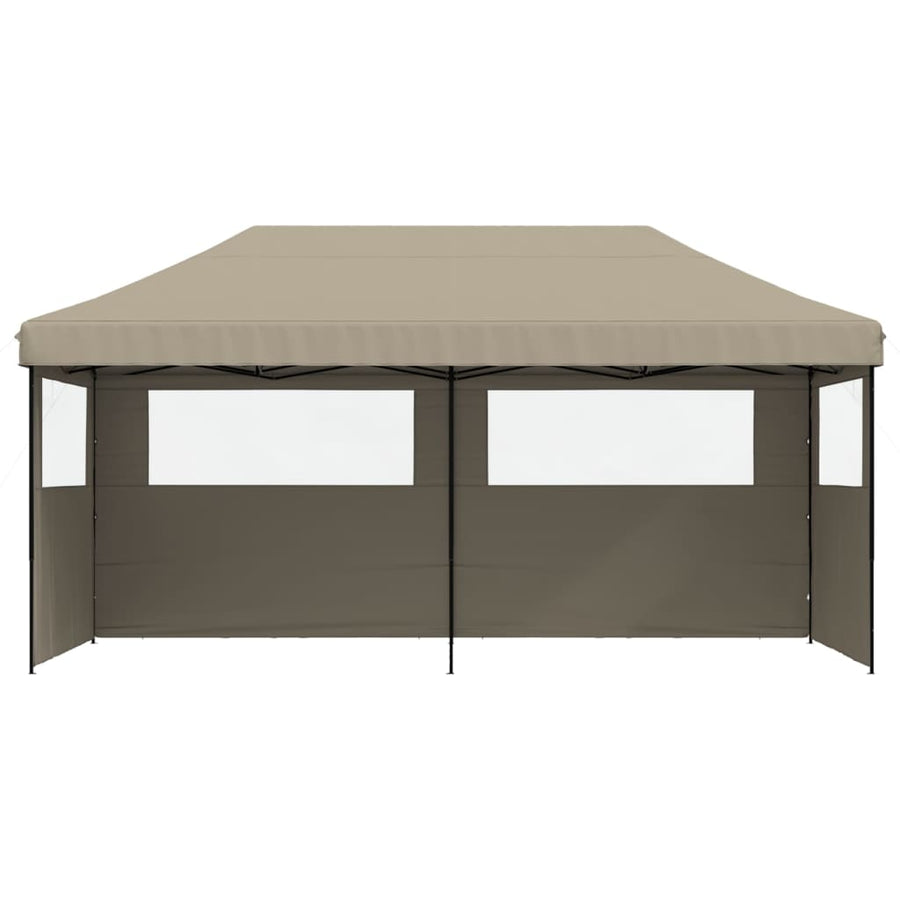 Partytent inklapbaar pop-up met 3 zijwanden taupe