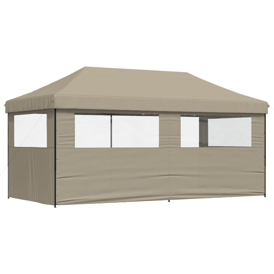 Partytent inklapbaar pop-up met 3 zijwanden taupe