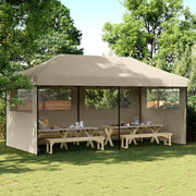 Pop-up folding party tent with 3 side panels taupe