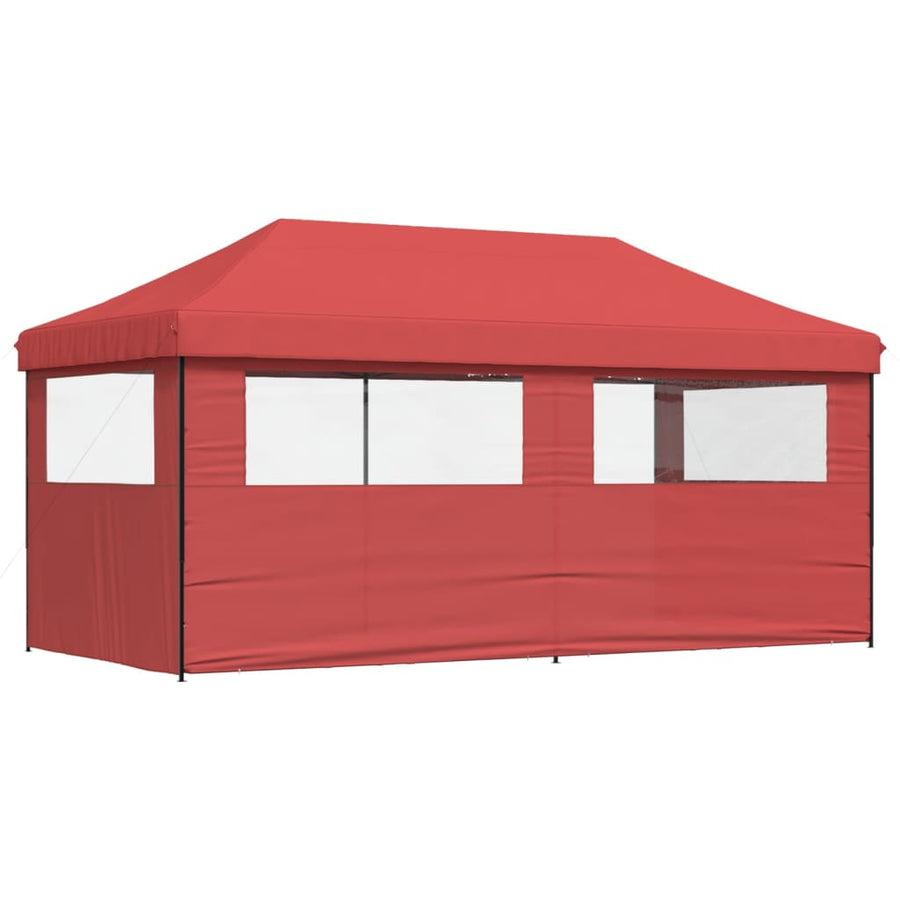 Partytent inklapbaar pop-up met 3 zijwanden bordeauxrood