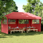 Pop-up folding party tent with 3 side walls burgundy