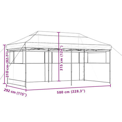 Partytent inklapbaar pop-up met 3 zijwanden bruin