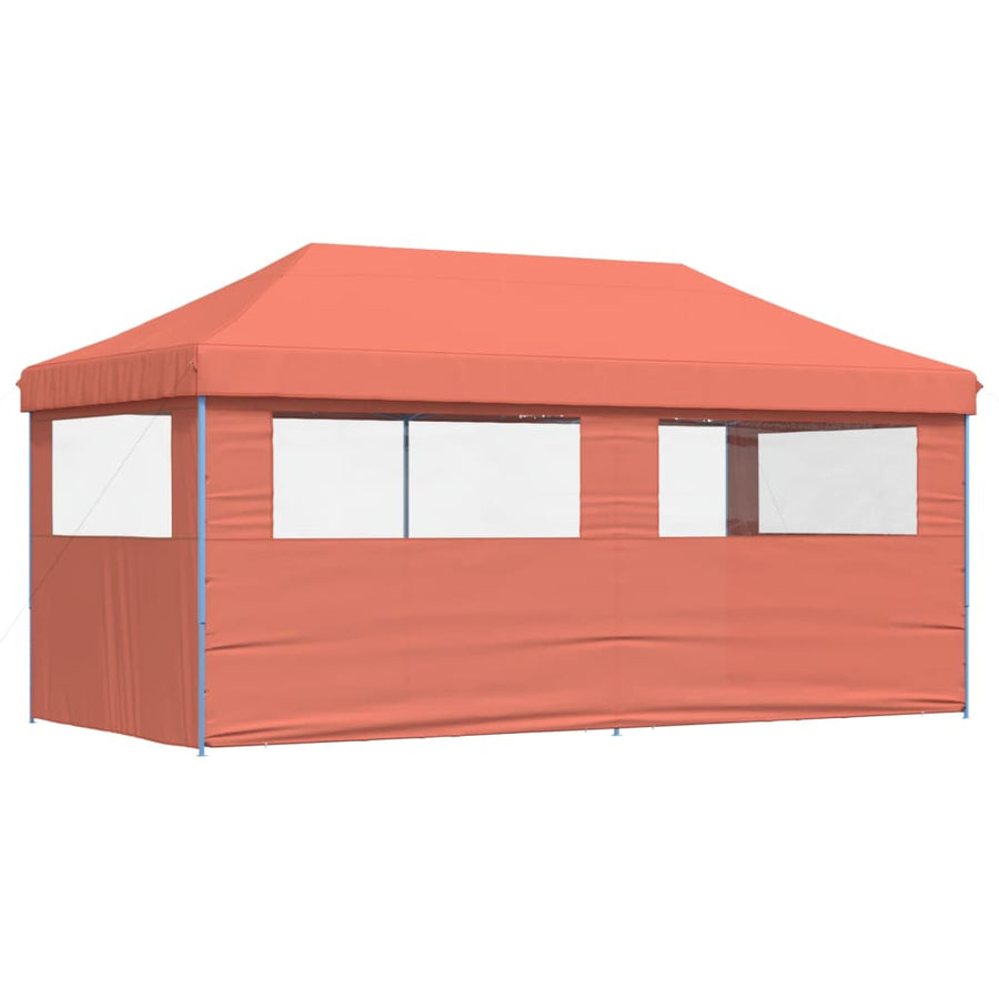 Partytent inklapbaar pop-up met 3 zijwanden terracottakleurig