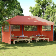 Foldable Pop-Up Party Tent with 3 Side Walls Terracotta