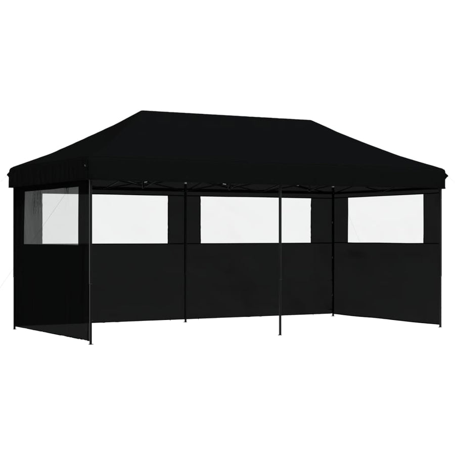 Partytent inklapbaar pop-up met 3 zijwanden zwart