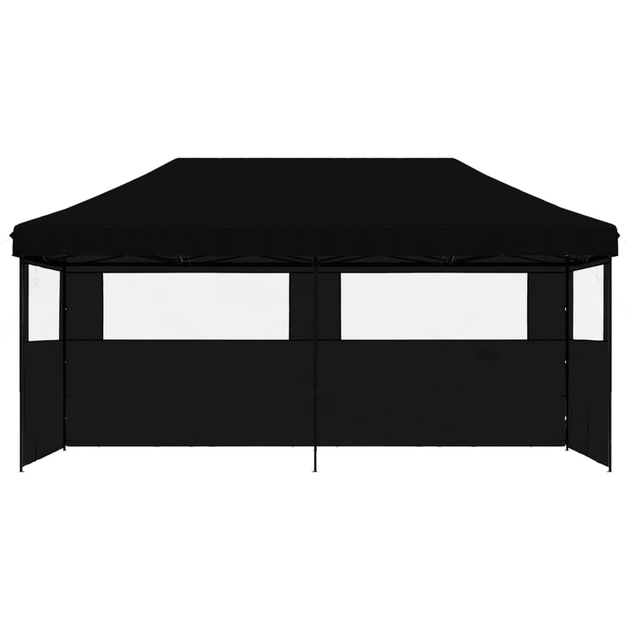 Partytent inklapbaar pop-up met 3 zijwanden zwart